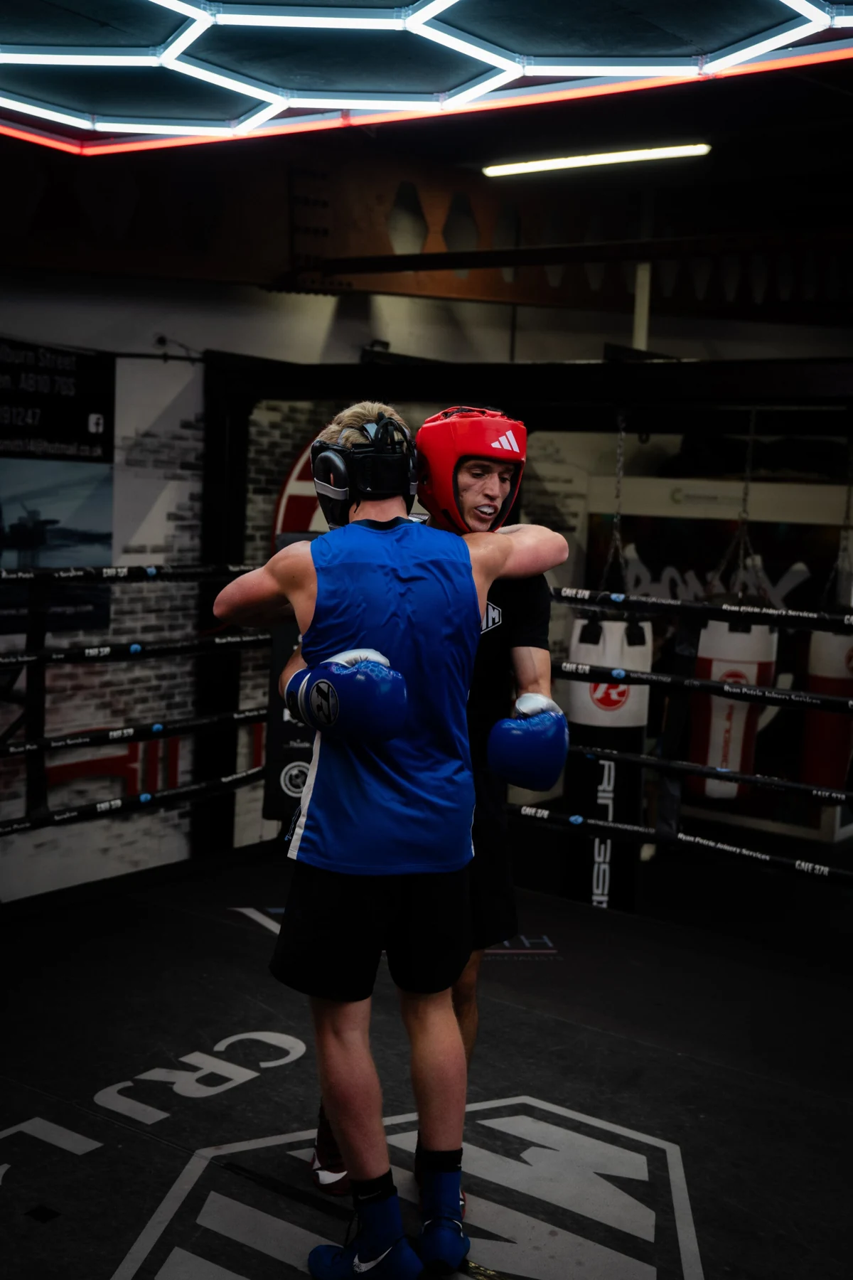 Two boxers spar during a training session at Bodbox Aberdeen