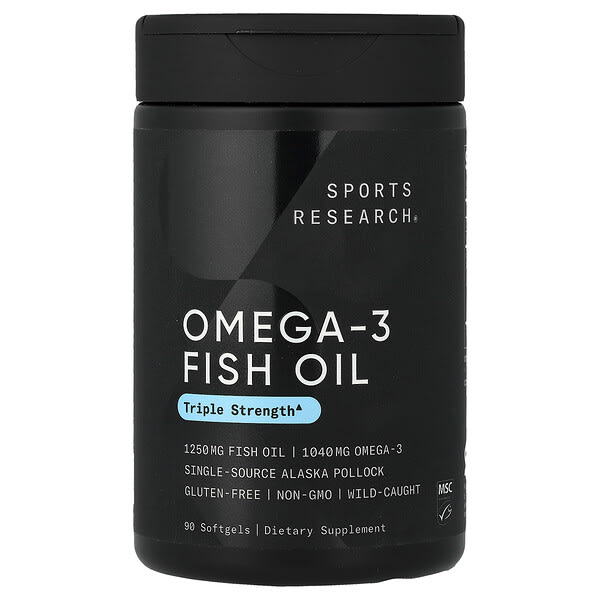 Sports Research, Omega-3 Fish Oil, Triple Strength, 90 Softgels
